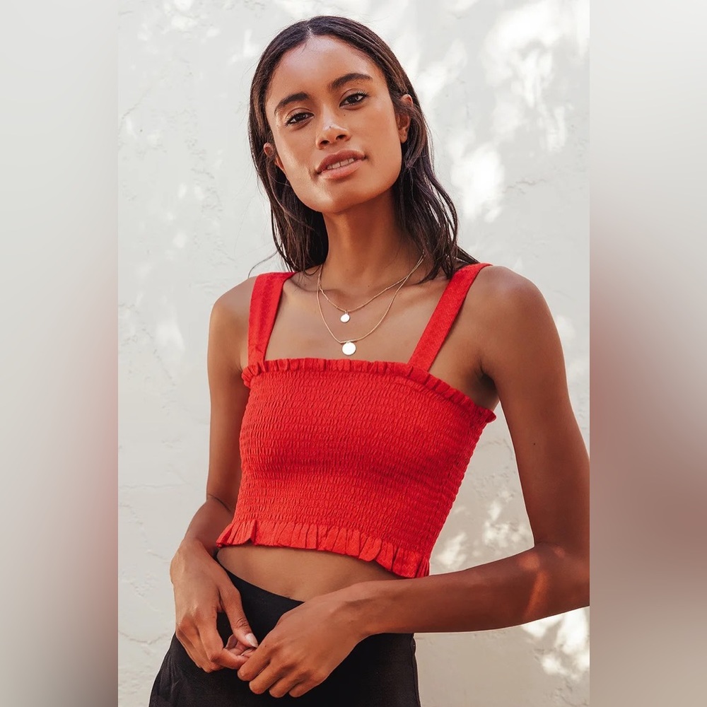 Red smocked cropped top - Mixology